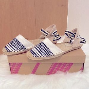 soludos x lemlem muna white + black espadrilles sandals ankle tie US women 8